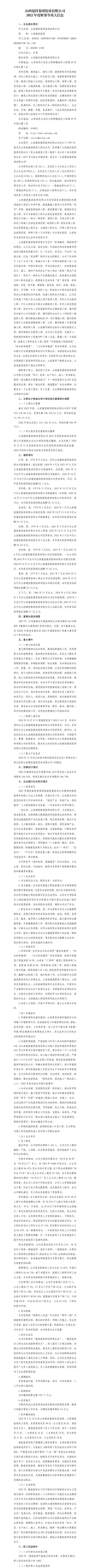 山西建投集團(tuán)裝飾有限公司2022年度財(cái)務(wù)等重大信息